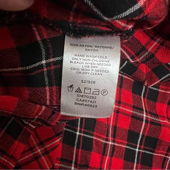 NWT Loft tartan plaid red black popover blouse Sz 16 - Picture 4 of 6